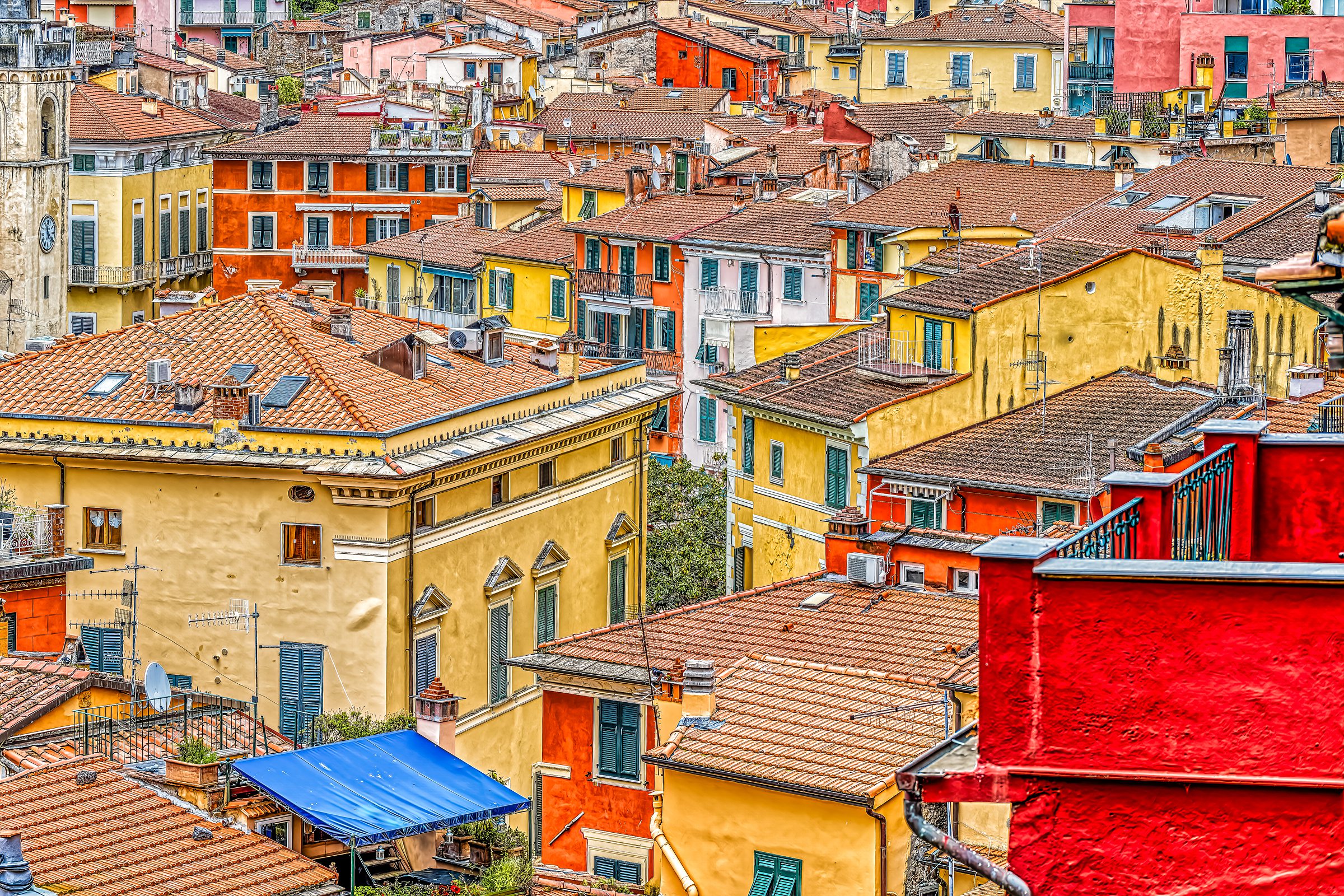 Lerici Rooftops Liguria - Colorful Mediterranean architecture with terracotta tiles and warm facades