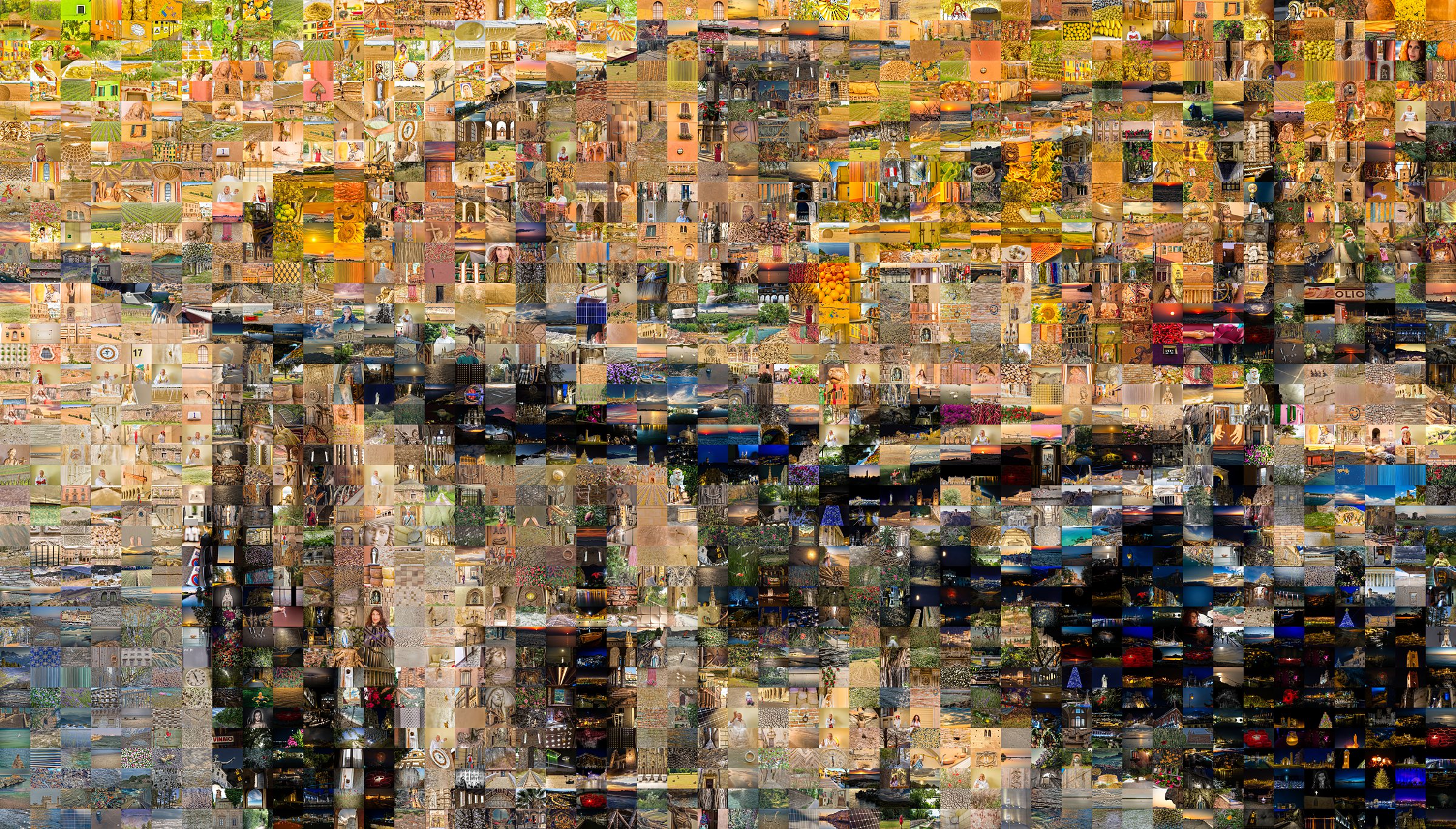 Photographic mosaic of Chioggia's historic waterfront composed of 1,968 individual Italian photographs