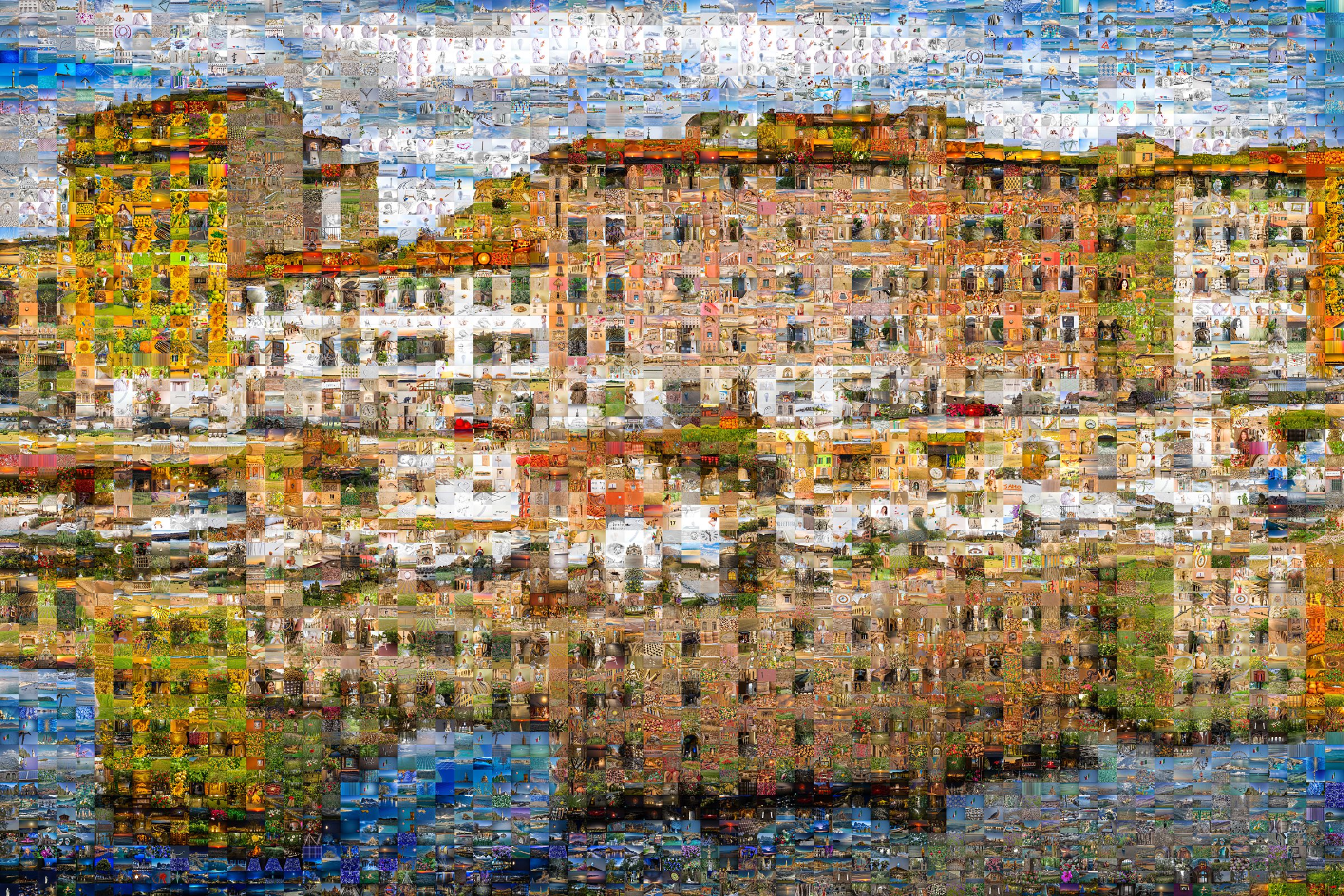 Photographic mosaic of Livorno's Fossi Reali canals with historic facades reflecting in water