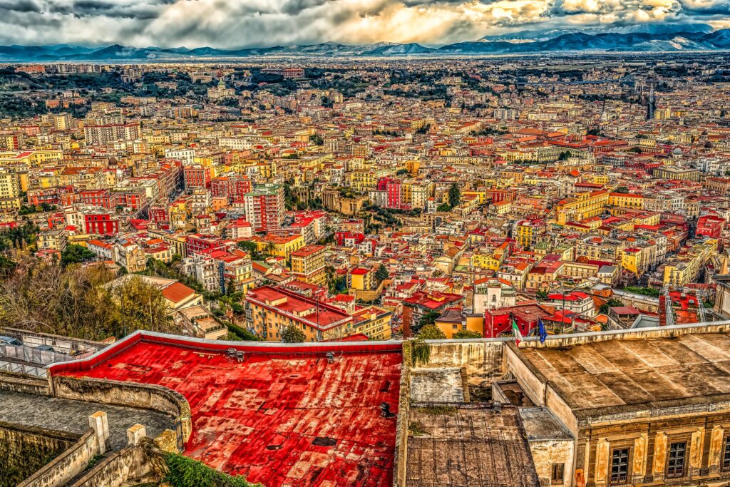 Naples Red Rooftops Tapestry